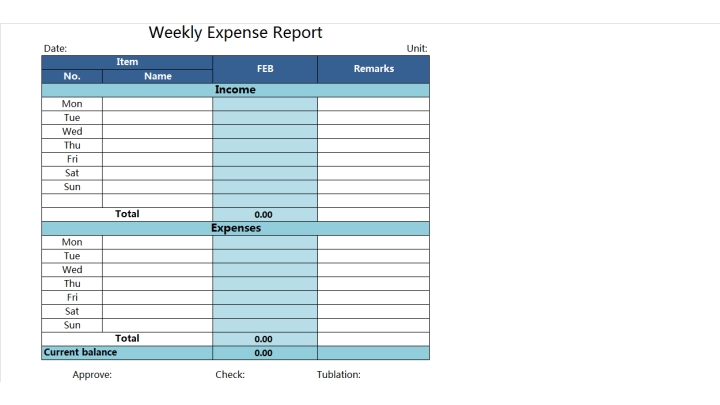 Weekly Expense Report Xlsx Spreadsheet Templates Wps Template